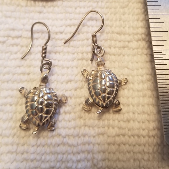 Vintage, and rare sterling silver turtle earrings - Picture 1 of 5